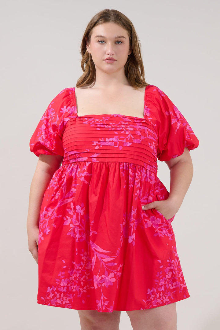 Pleated Mini Dress Primrose Curve