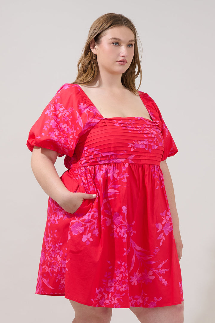 Pleated Mini Dress Primrose Curve