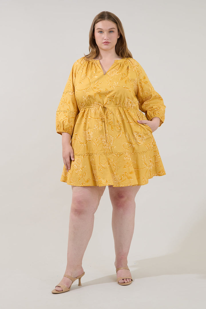 Dabria Split Neck Mini Dress Narobi Floral Curve