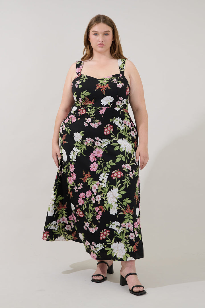 Paisly Smocked Maxi Dress Hollyhock Curve