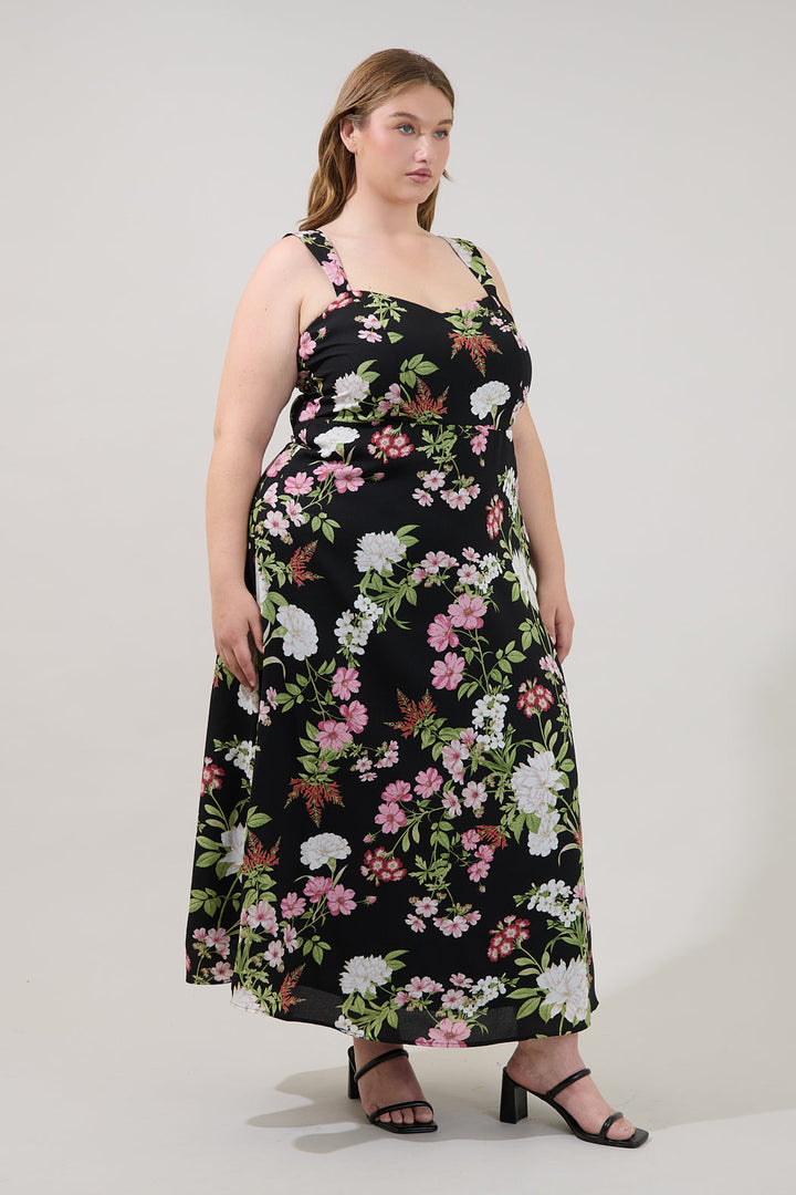 Paisly Smocked Maxi Dress Hollyhock Curve