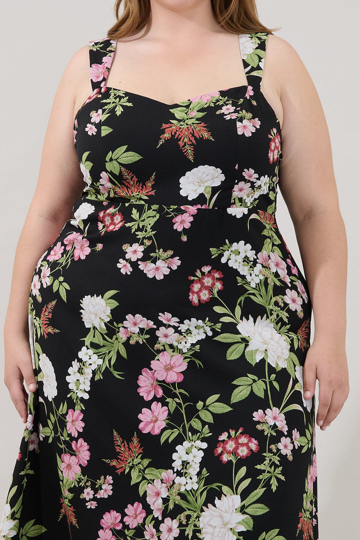 Paisly Smocked Maxi Dress Hollyhock Curve
