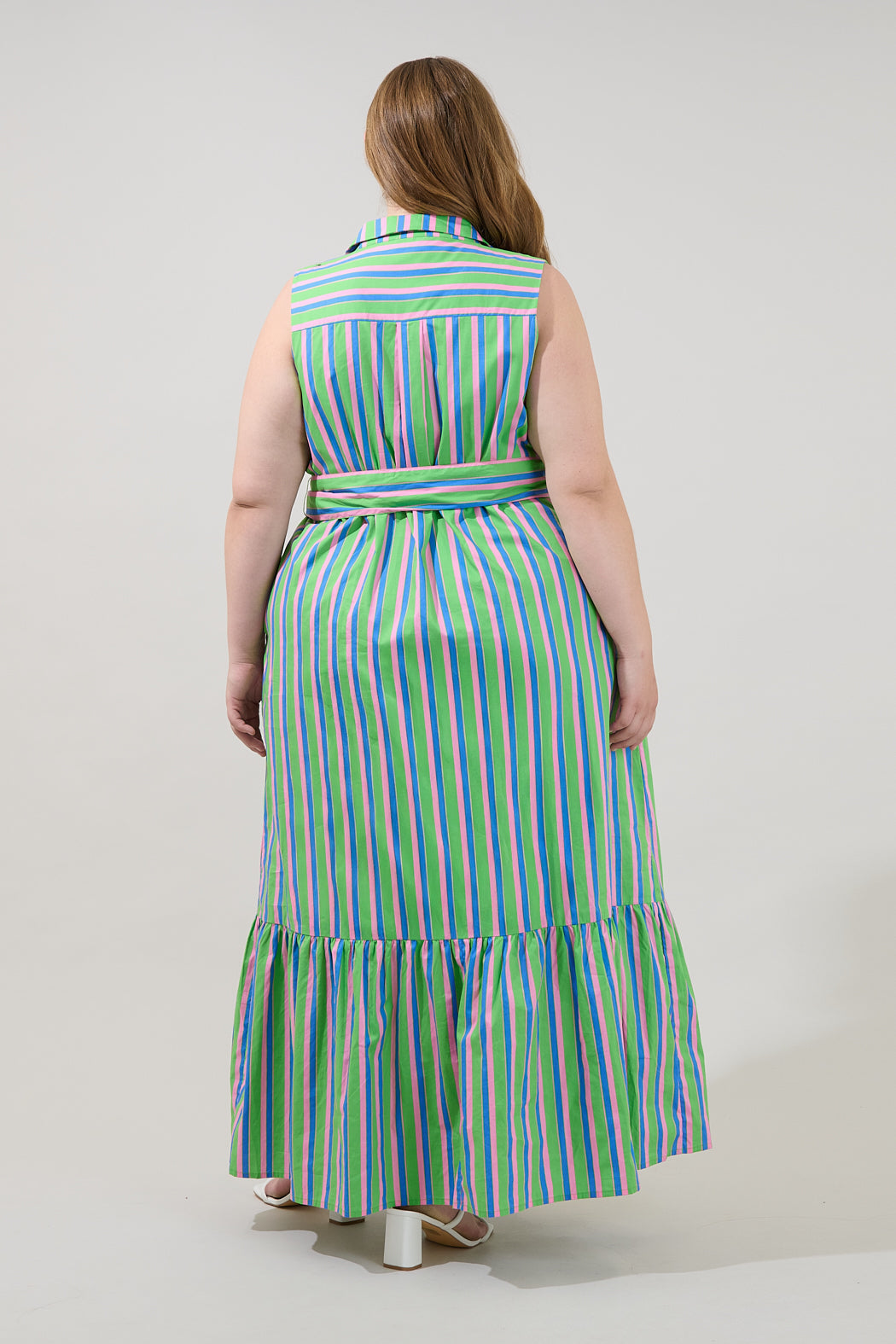Cileah Collared Maxi Dress Stripe Curve