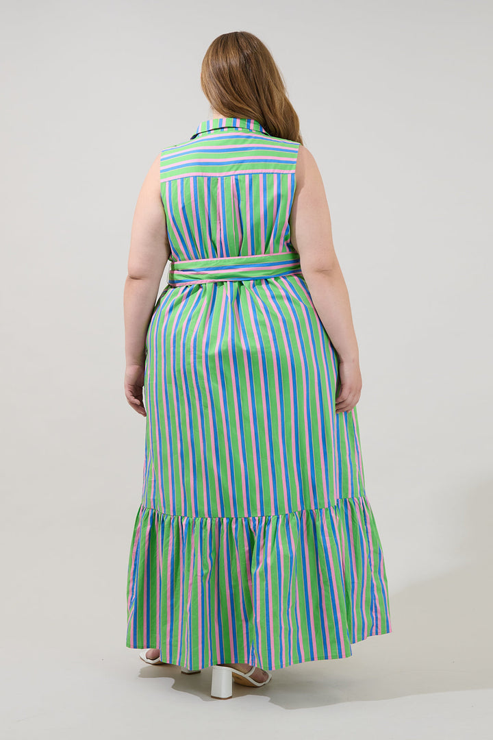 Cileah Collared Maxi Dress Stripe Curve