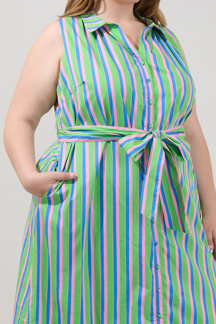 Cileah Collared Maxi Dress Stripe Curve