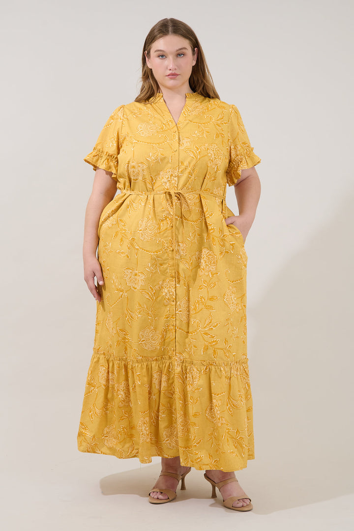Alna Button Up Midi Dress Narobi Floral Curve