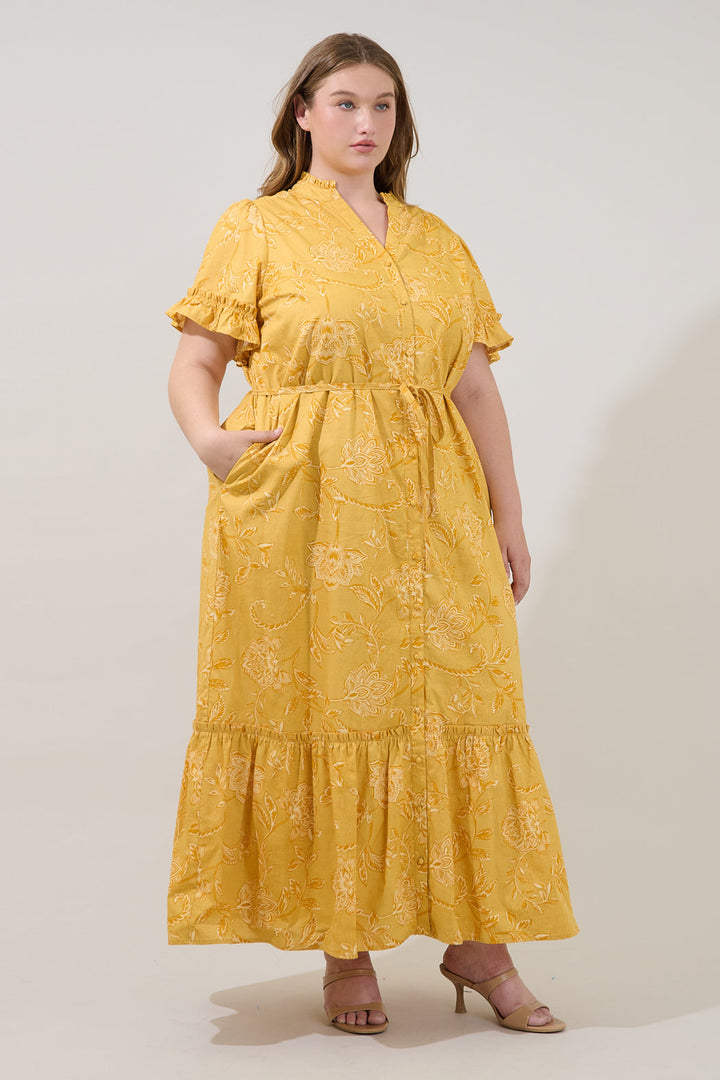 Alna Button Up Midi Dress Narobi Floral Curve
