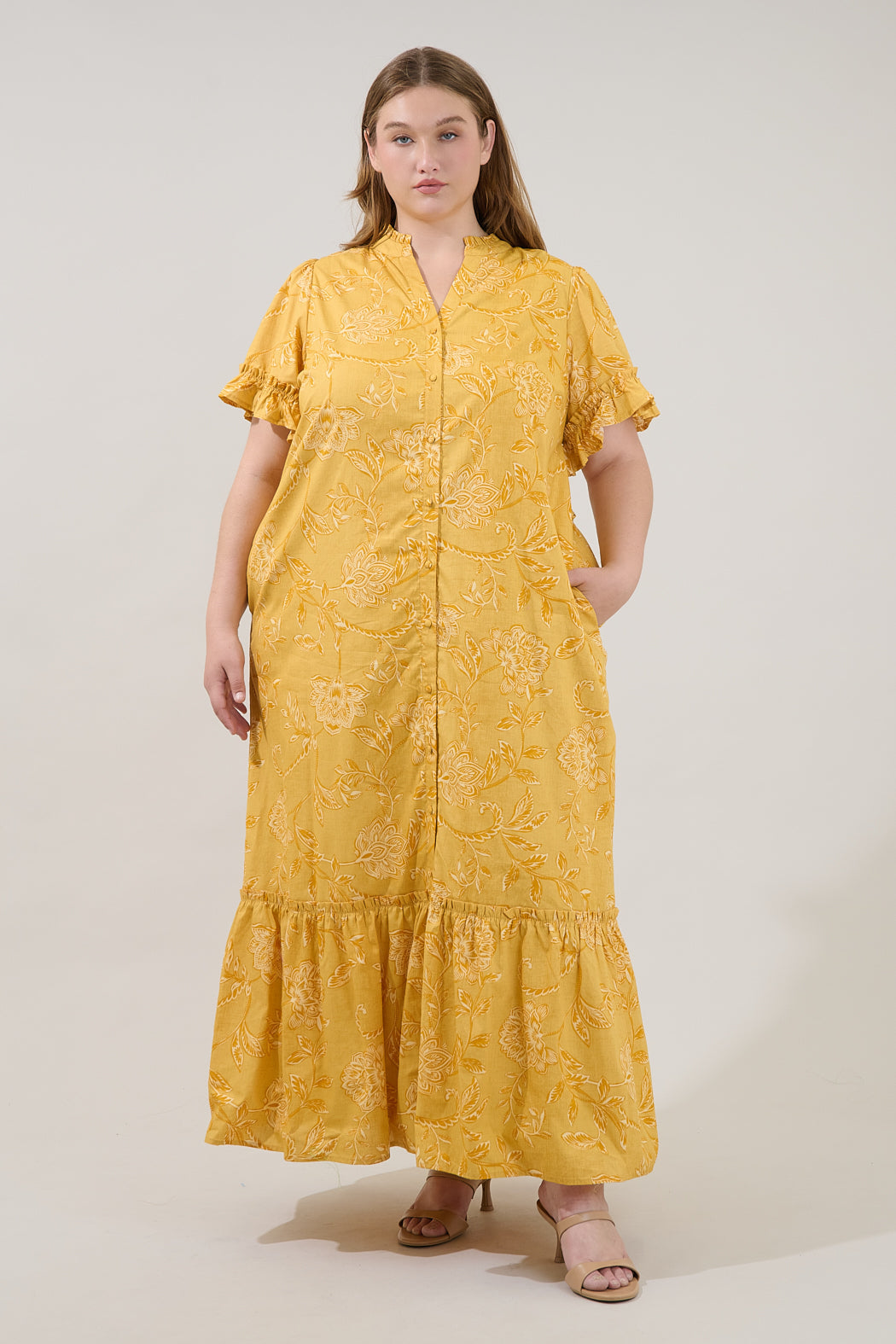 Alna Button Up Midi Dress Narobi Floral Curve
