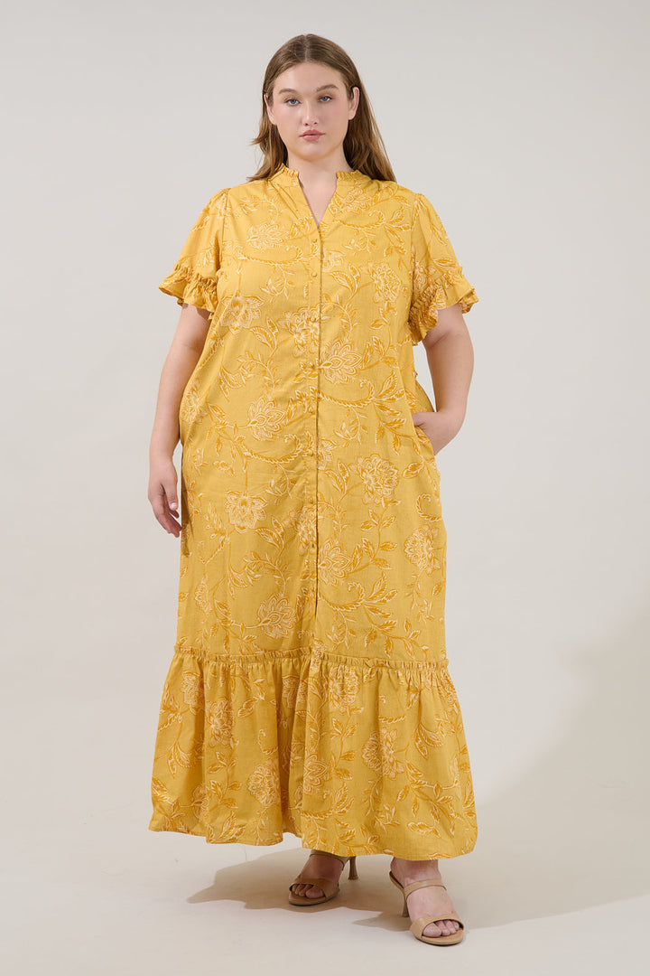 Alna Button Up Midi Dress Narobi Floral Curve
