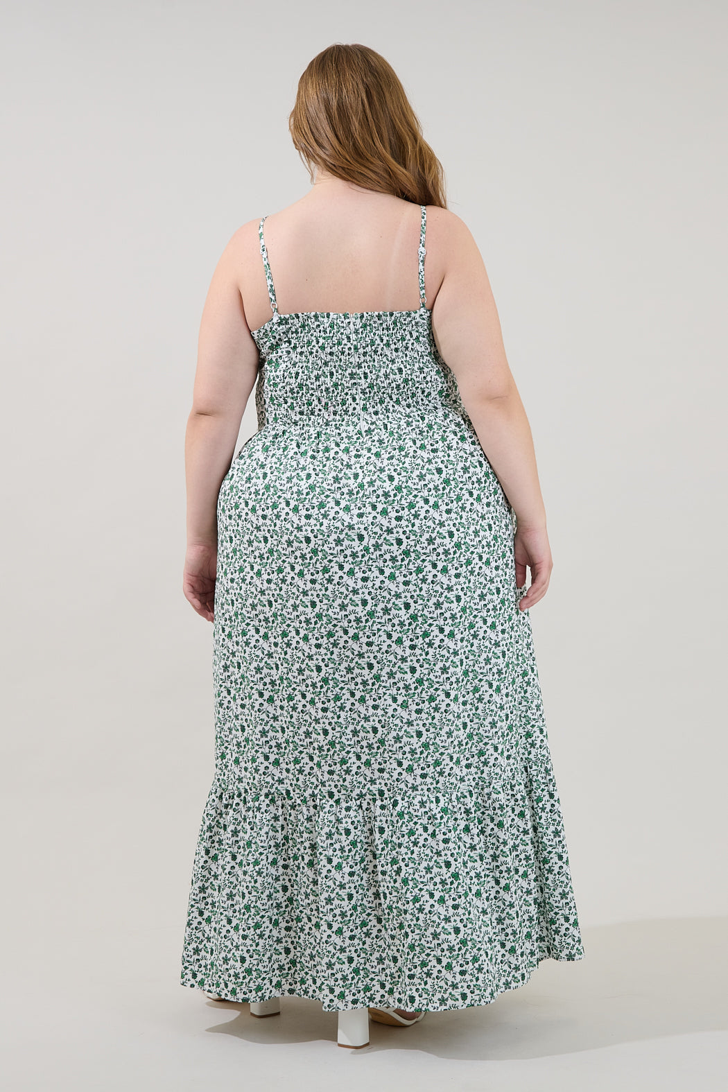 Sima Pleated Maxi Dress Floral Curve
