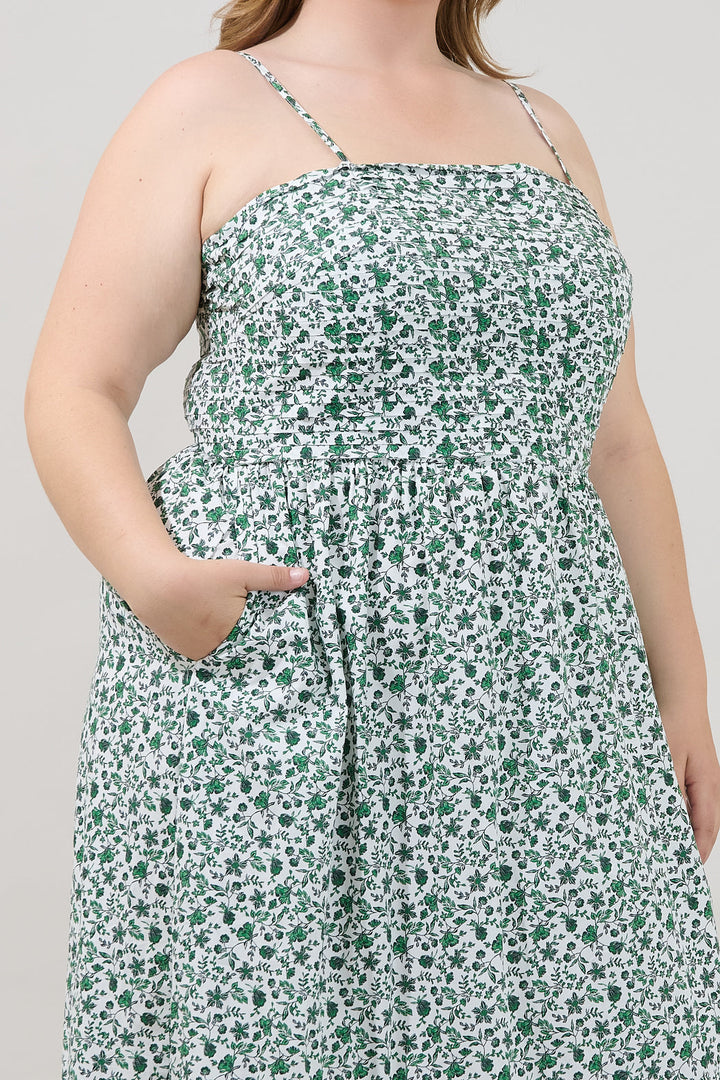 Sima Pleated Maxi Dress Floral Curve