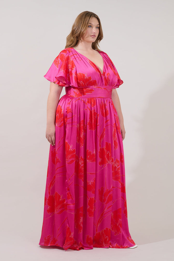 Eloray Pleated Maxi Dress Gleny Floral Curve