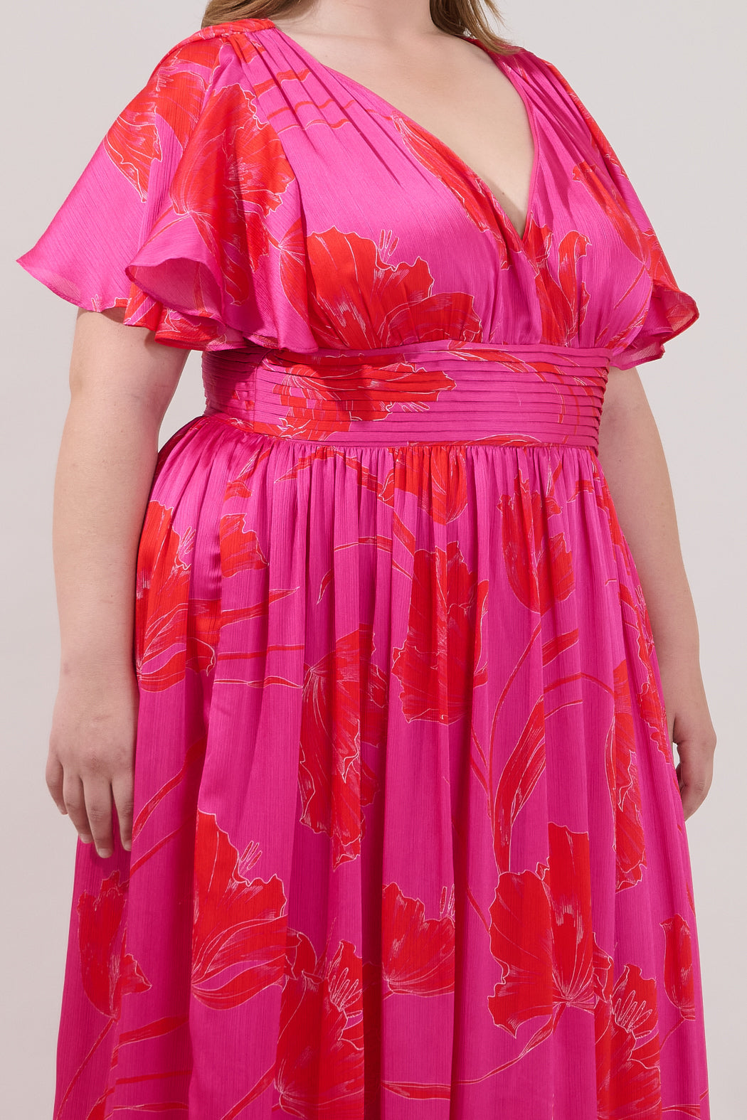 Eloray Pleated Maxi Dress Gleny Floral Curve