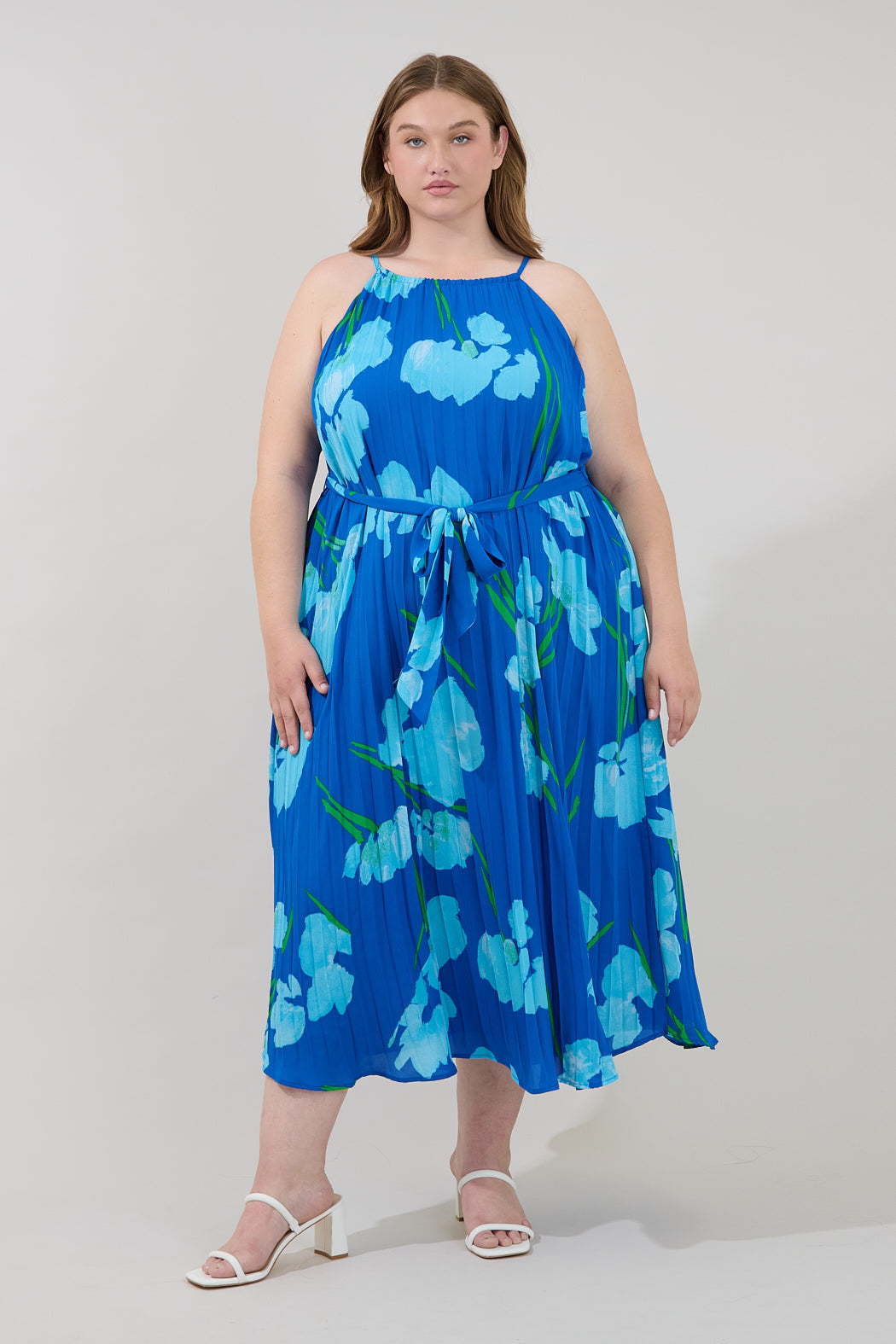 Maly Pleated Midi Dress Floral Curve