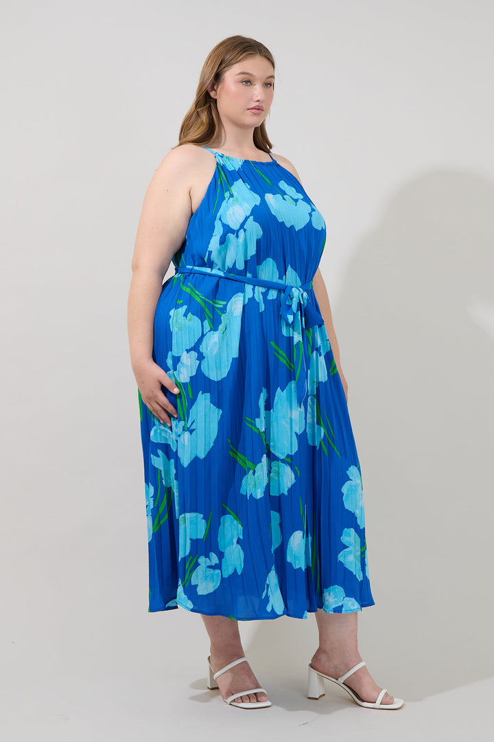 Maly Pleated Midi Dress Floral Curve