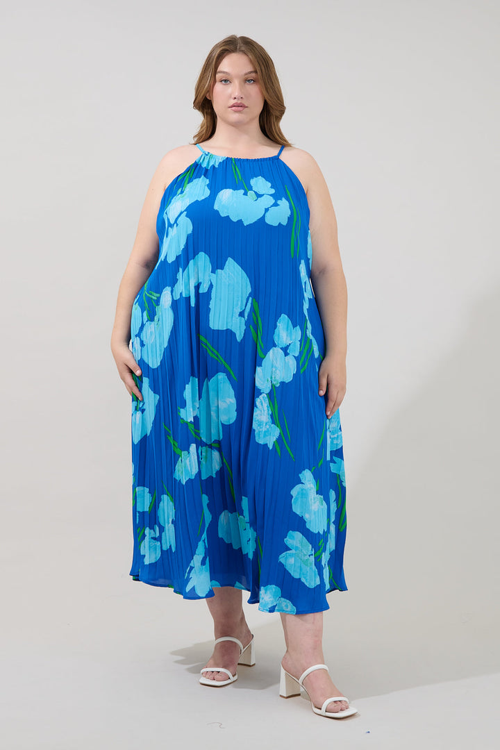 Maly Pleated Midi Dress Floral Curve