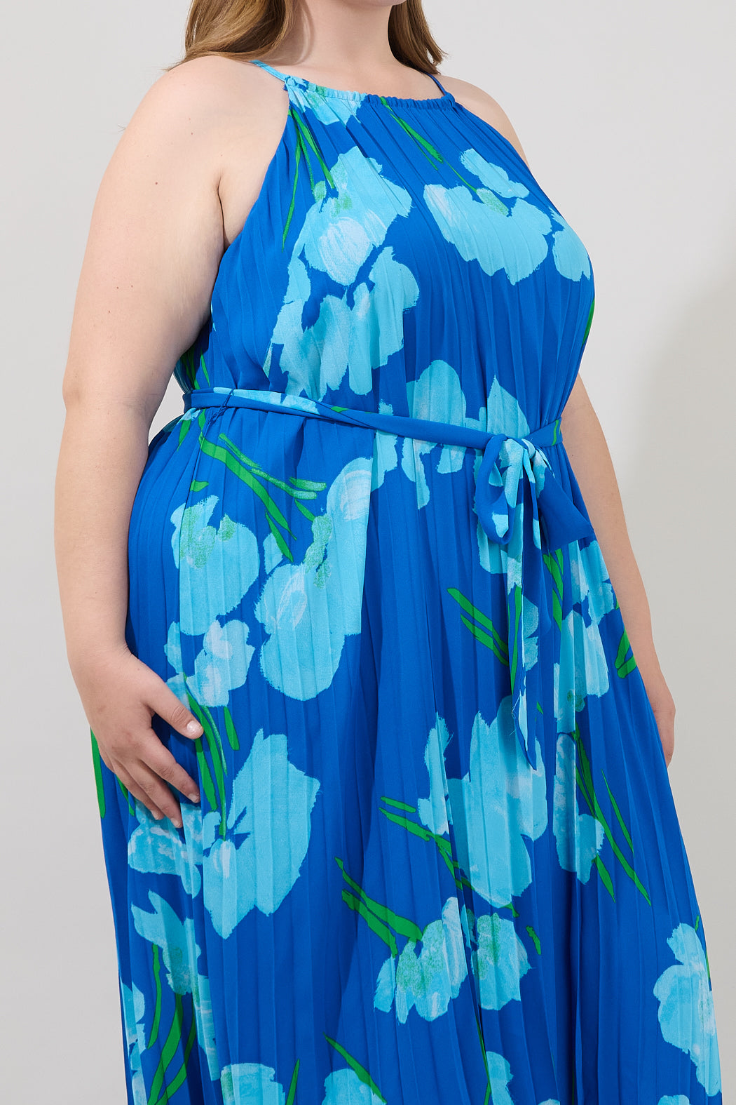 Maly Pleated Midi Dress Floral Curve