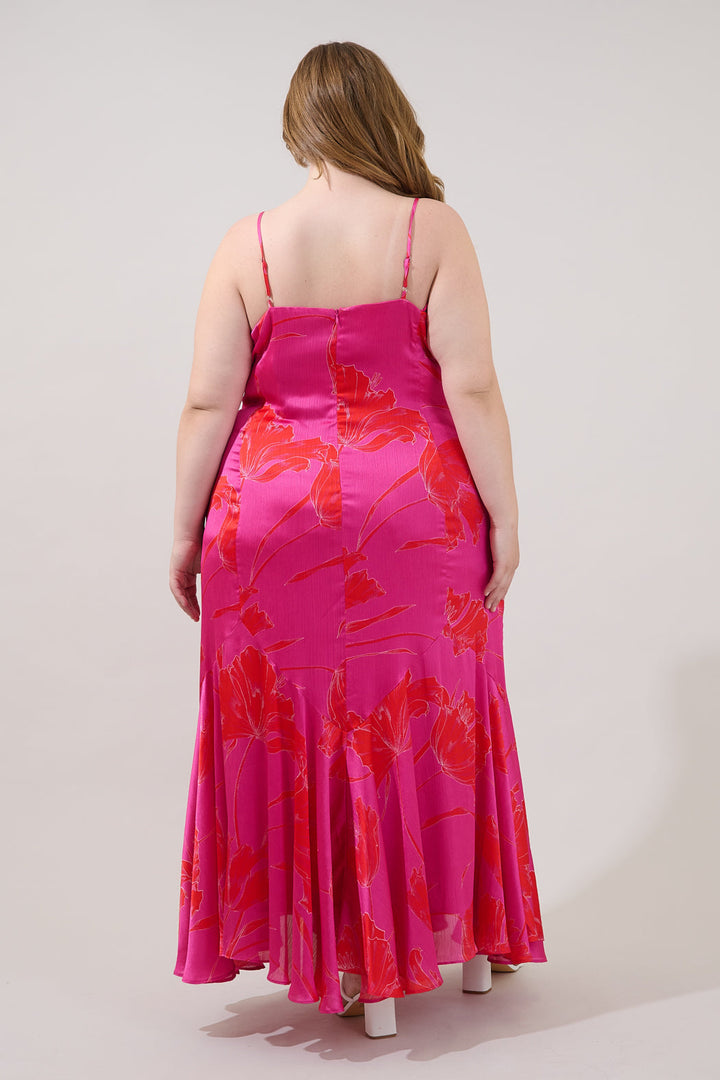 Hagny Pleated Midi Dress Gleny Floral Curve
