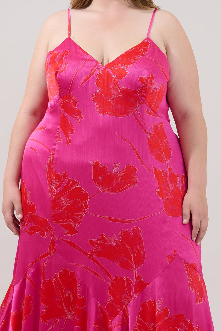 Hagny Pleated Midi Dress Gleny Floral Curve