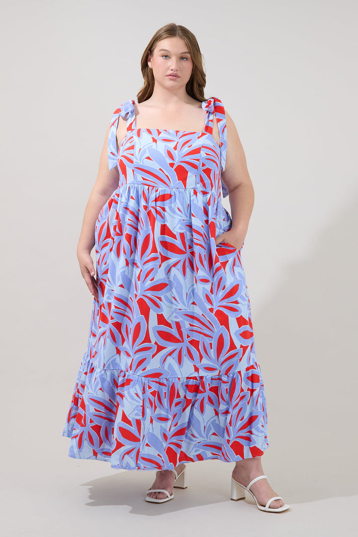 Hendy Shoulder Tie Maxi Dress Areca Curve