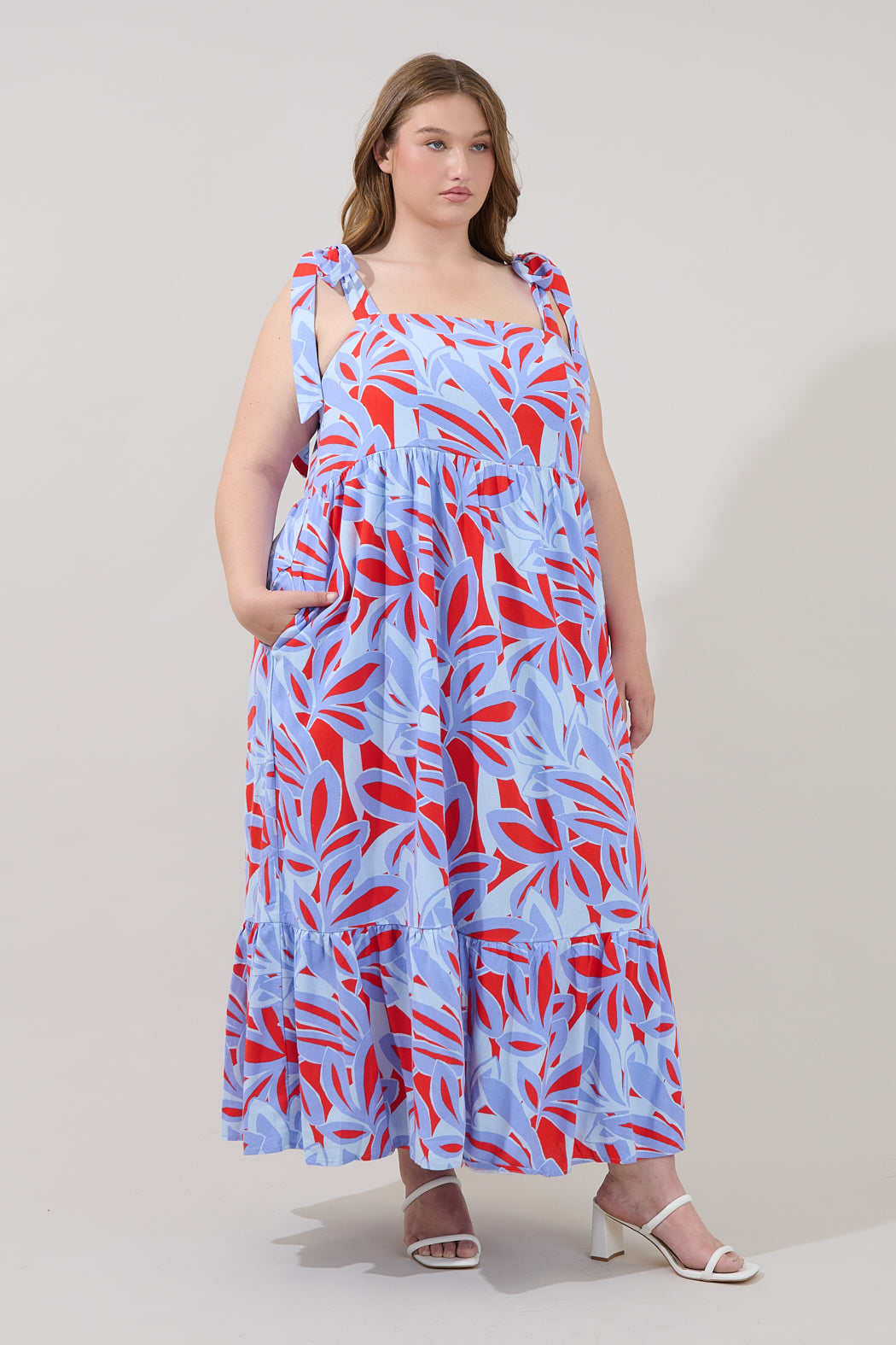 Hendy Shoulder Tie Maxi Dress Areca Curve