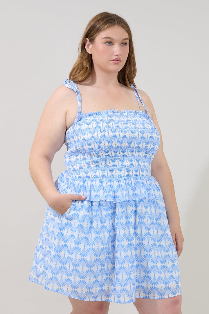 Irvine Smocked Mini Dress Mosaic Curve