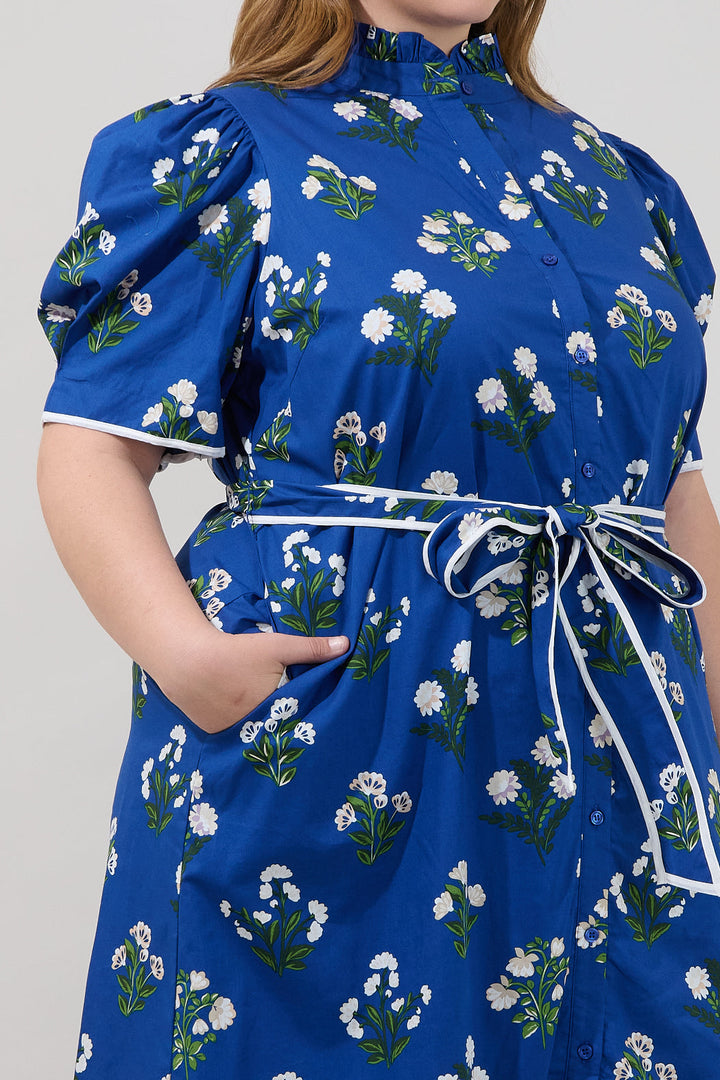 Gianny Button Down Midi Dress Floral Curve