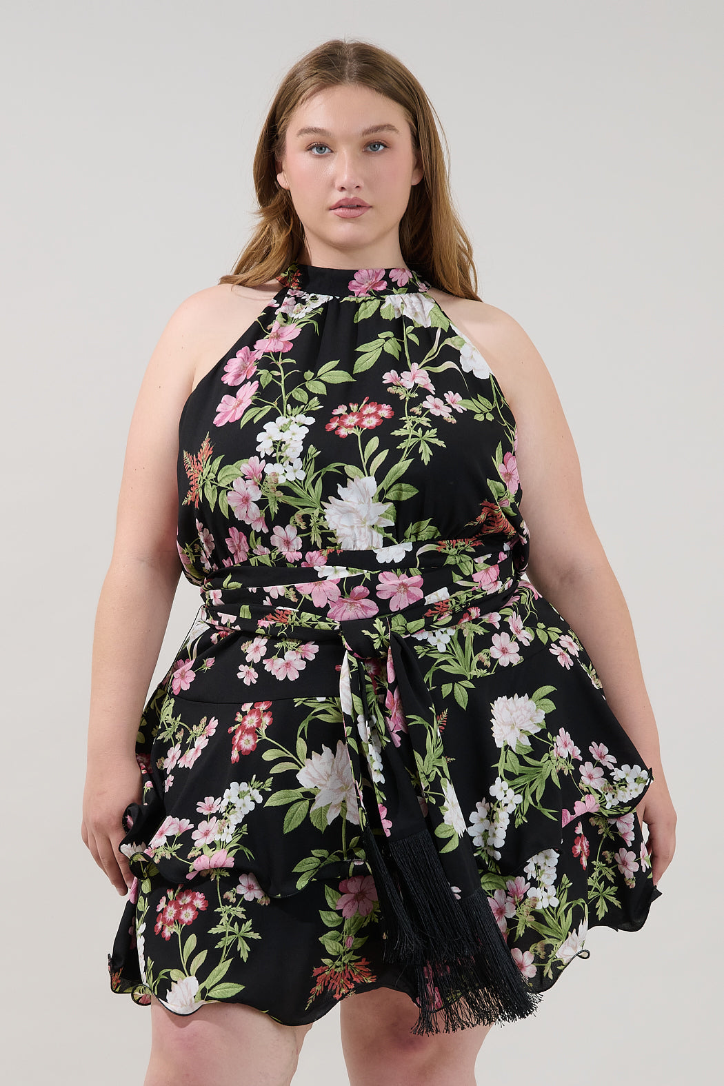 Mariena Ruffle Mini Dress Hollyhock Curve