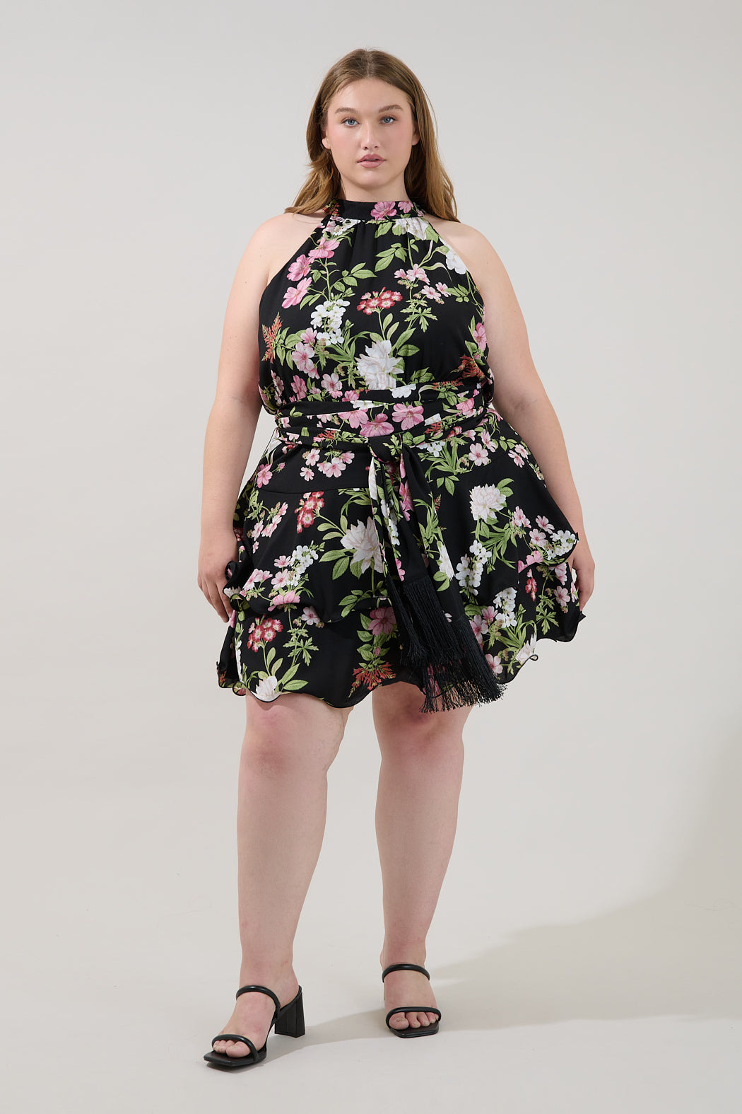Mariena Ruffle Mini Dress Hollyhock Curve