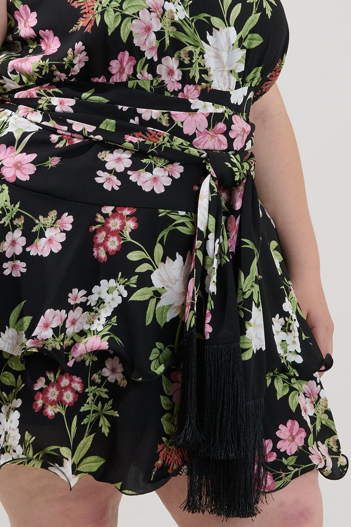 Mariena Ruffle Mini Dress Hollyhock Curve