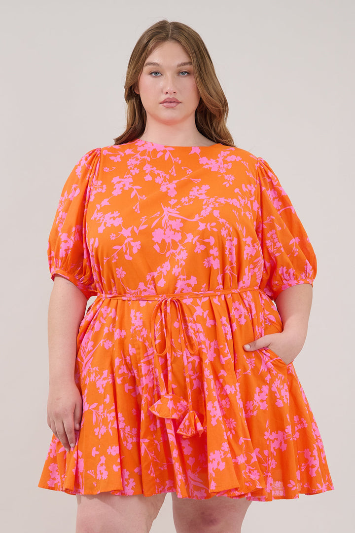 Deliah Godet Mini Dress Floral Curve