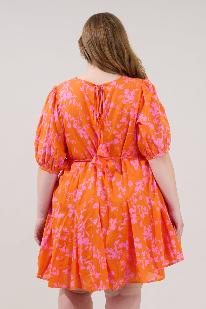 Deliah Godet Mini Dress Floral Curve