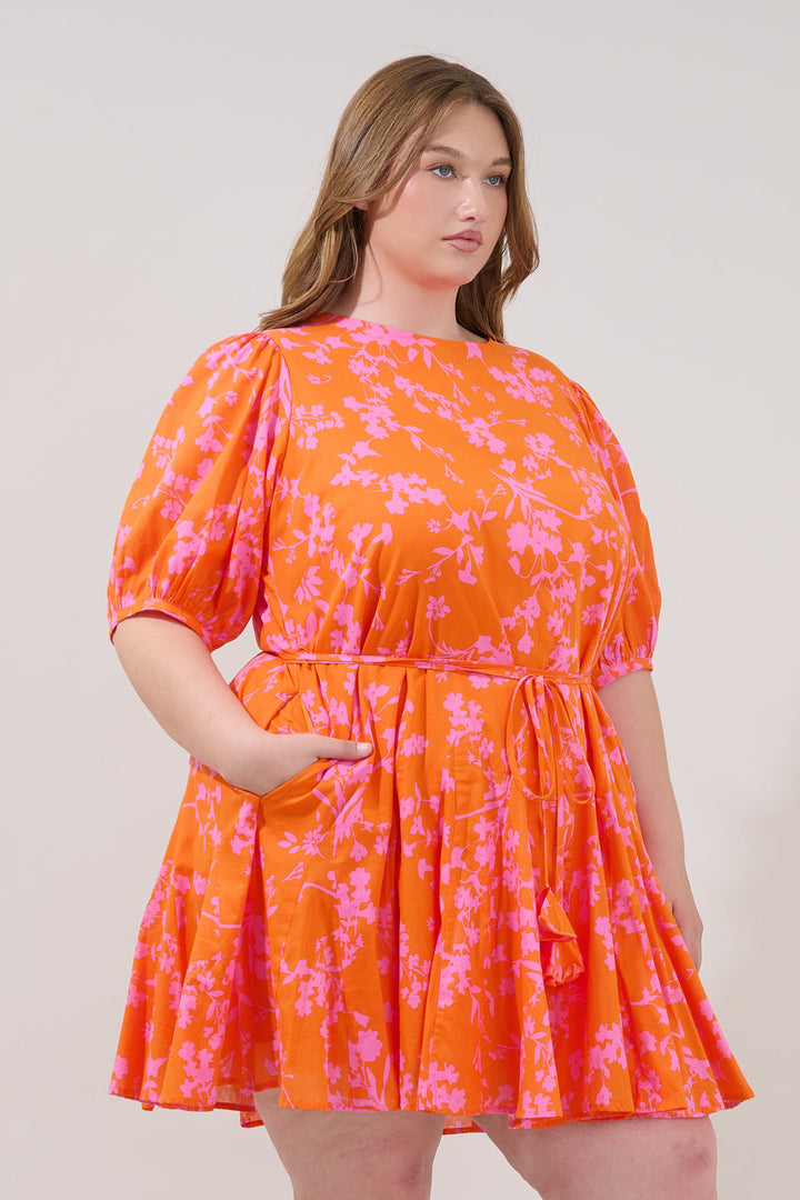 Deliah Godet Mini Dress Floral Curve