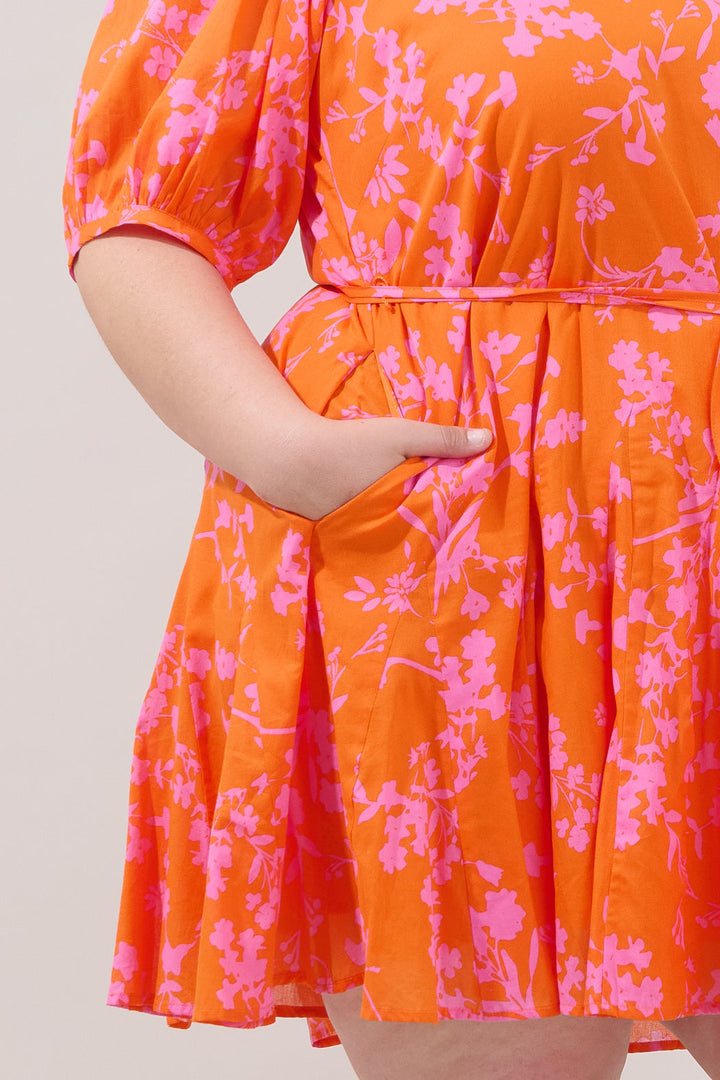 Deliah Godet Mini Dress Floral Curve