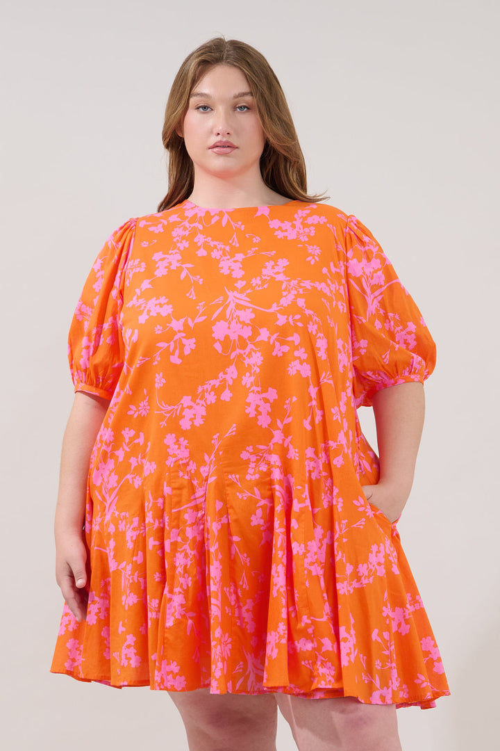 Deliah Godet Mini Dress Floral Curve