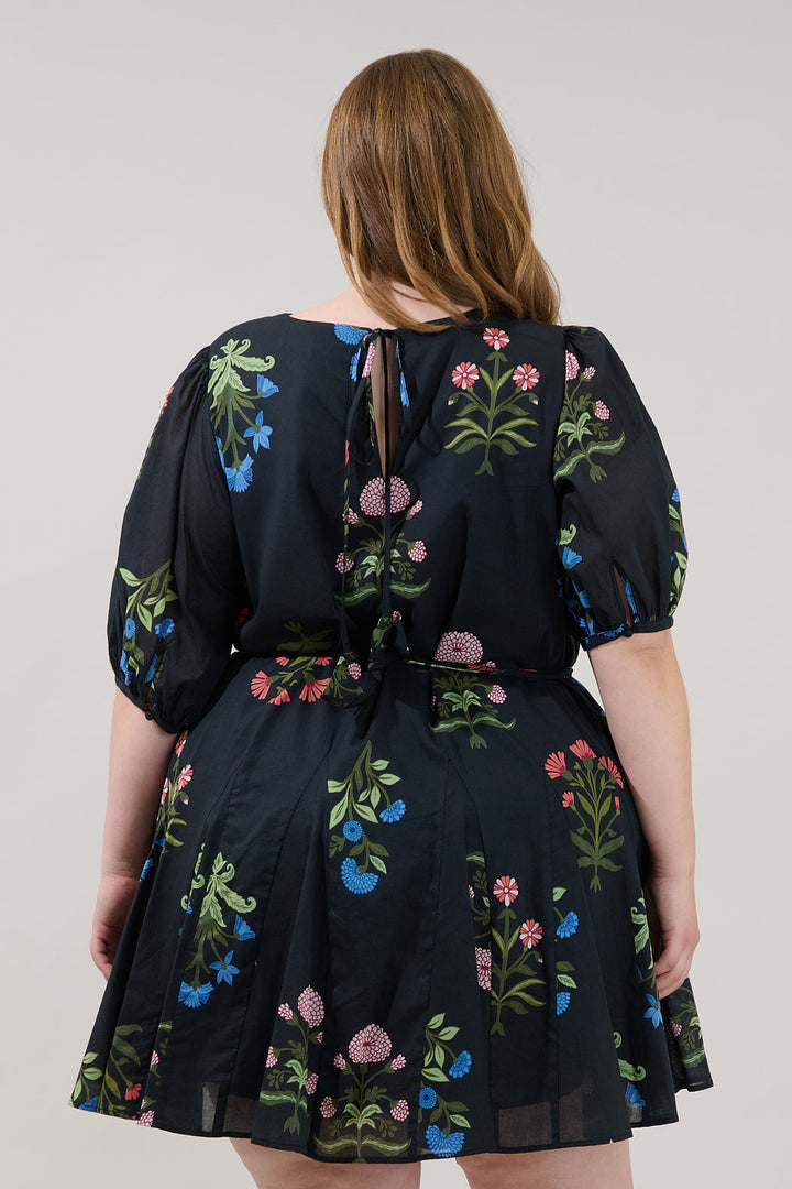 Deliah Godet Mini Dress Denory Floral Curve