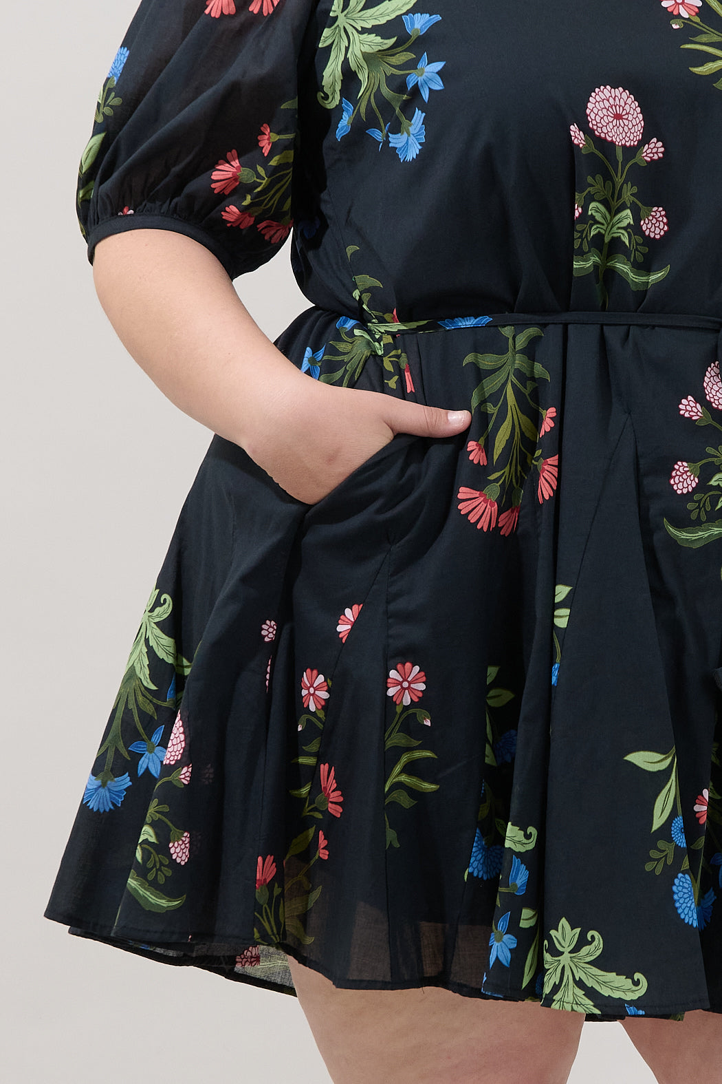 Deliah Godet Mini Dress Denory Floral Curve