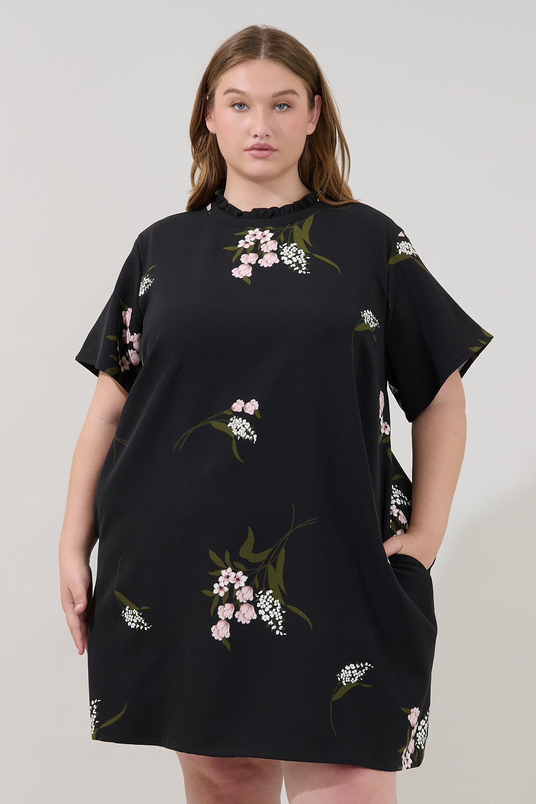 Rickie Shift Mini Dress Floral Curve
