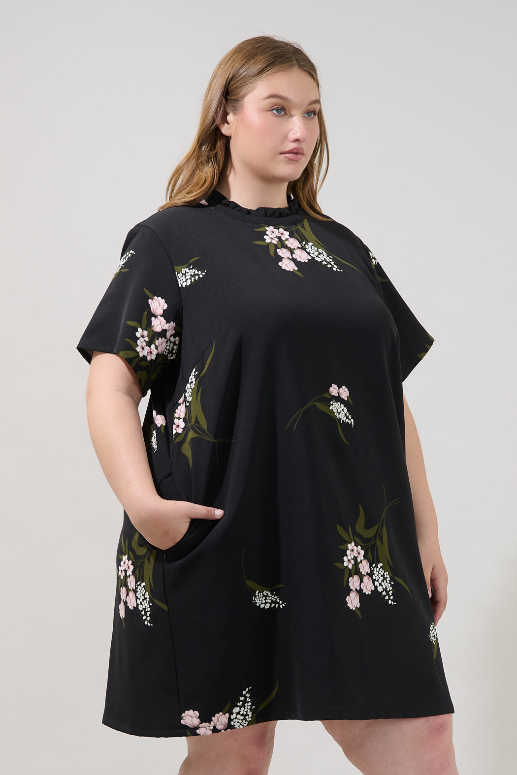 Rickie Shift Mini Dress Floral Curve