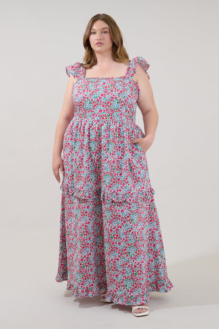 Serenia Ruffle Maxi Dress Floral Curve