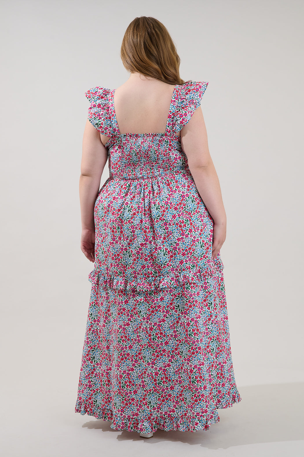 Serenia Ruffle Maxi Dress Floral Curve