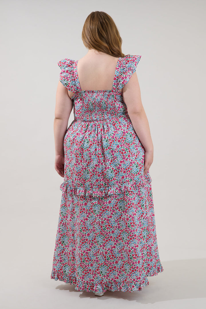 Serenia Ruffle Maxi Dress Floral Curve