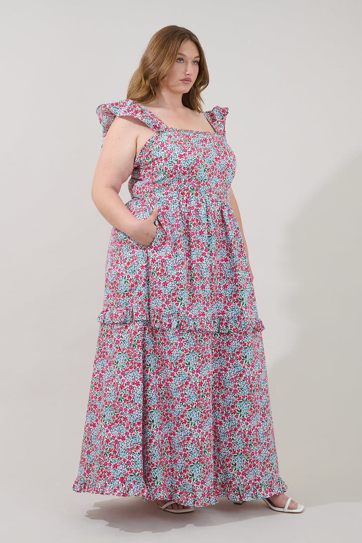 Serenia Ruffle Maxi Dress Floral Curve