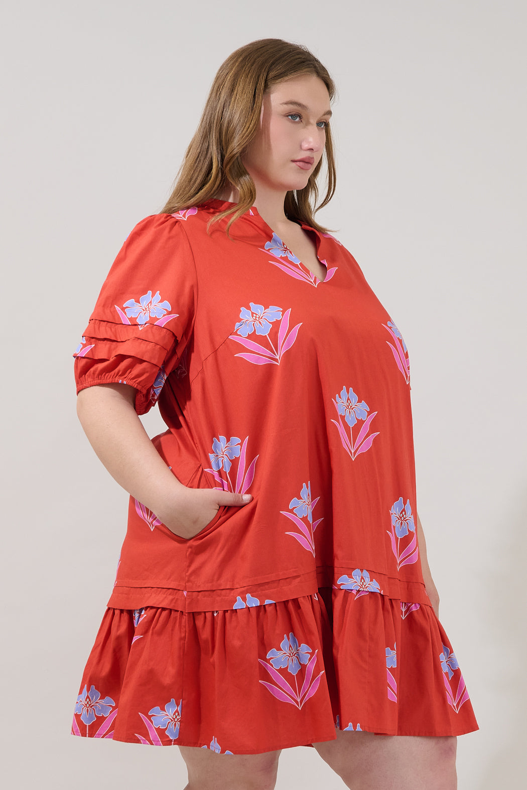 Reani Shift Mini Dress Floral Curve