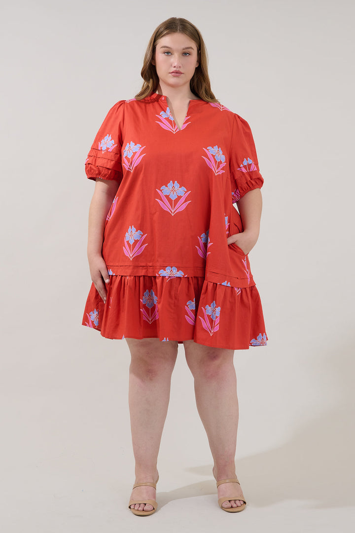 Reani Shift Mini Dress Floral Curve