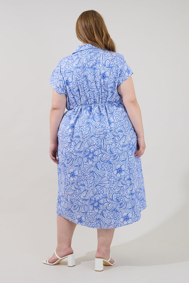 Jana Button Down Midi Dress Floral Curve