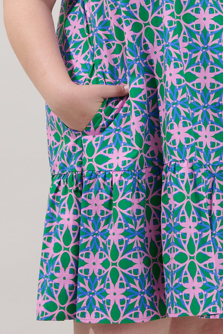 Cala Shift Tiered Mini Dress Geo Curve