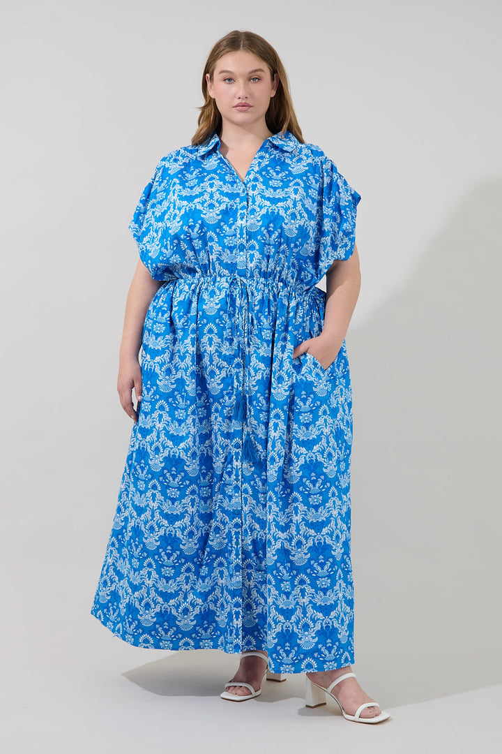 Reina Drawstring Maxi Dress Floral Curve