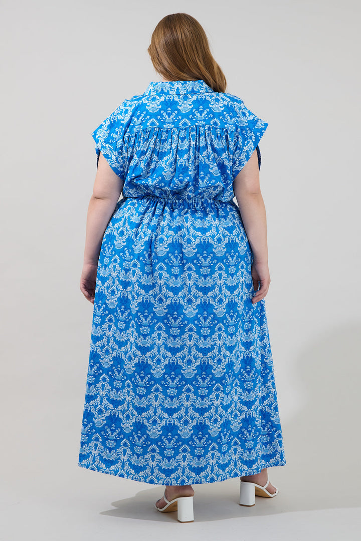 Reina Drawstring Maxi Dress Floral Curve