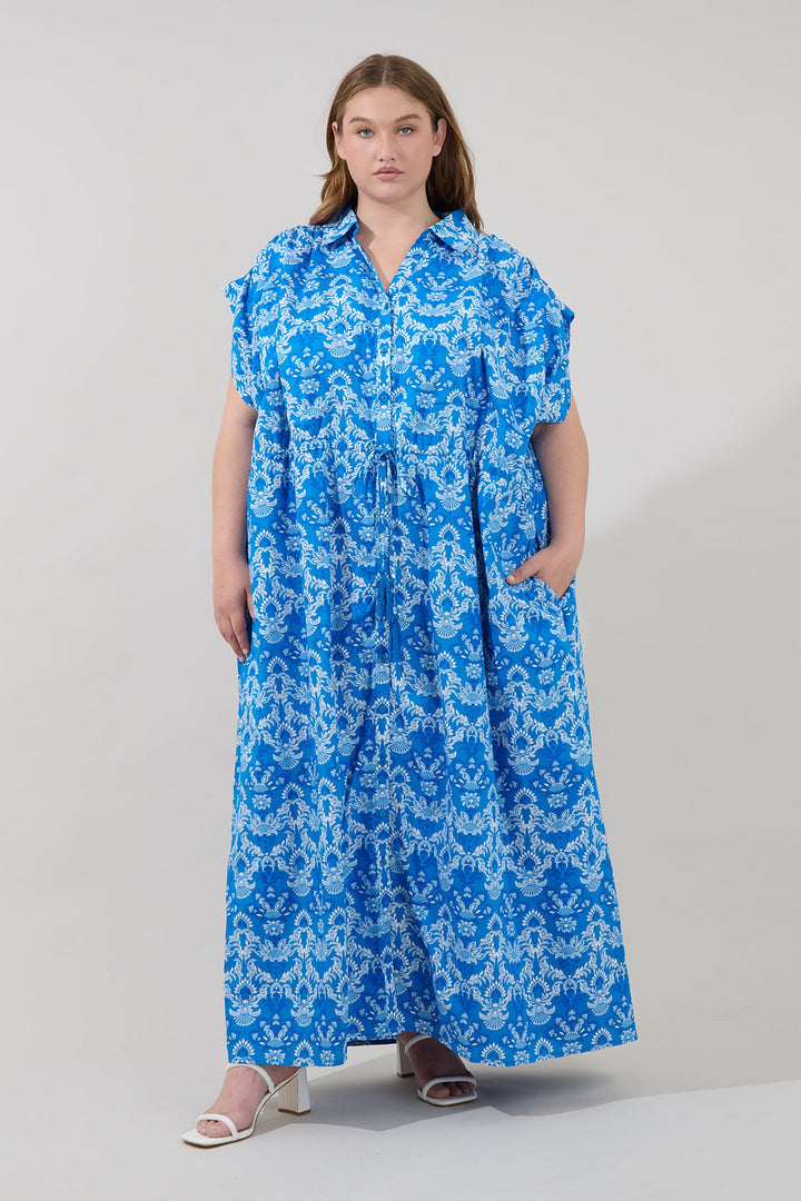 Reina Drawstring Maxi Dress Floral Curve
